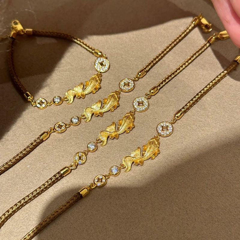Lucky Fish Charm Gold Filled Bracelet