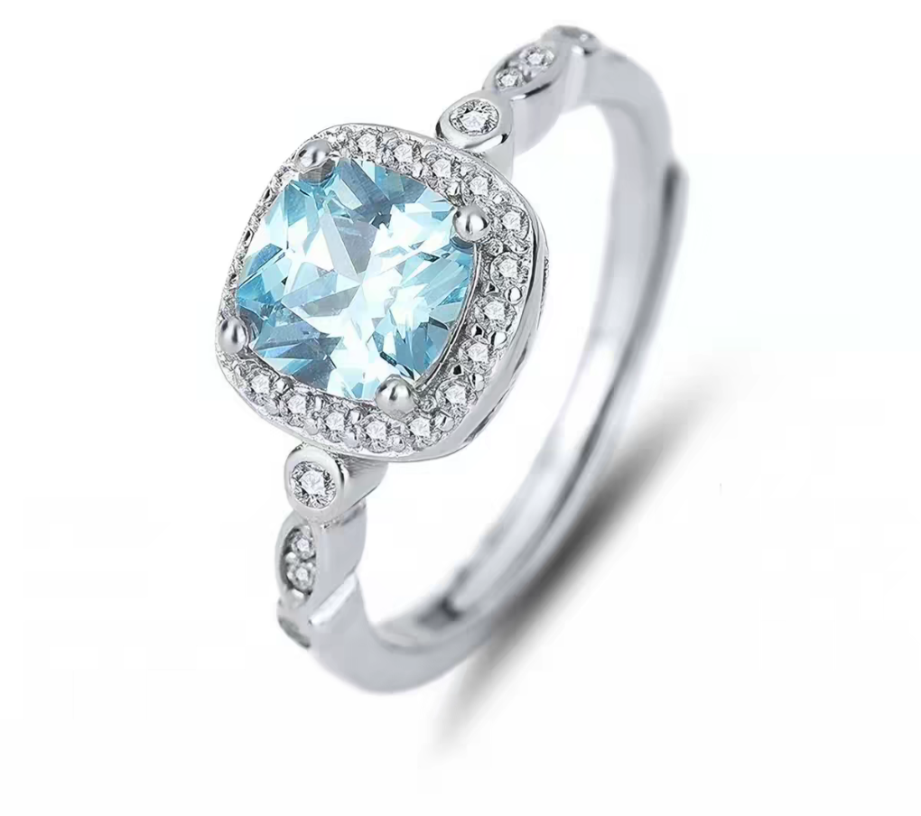 Ocean Blues 925 Sterling Silver Ring with certificate - Resizeable