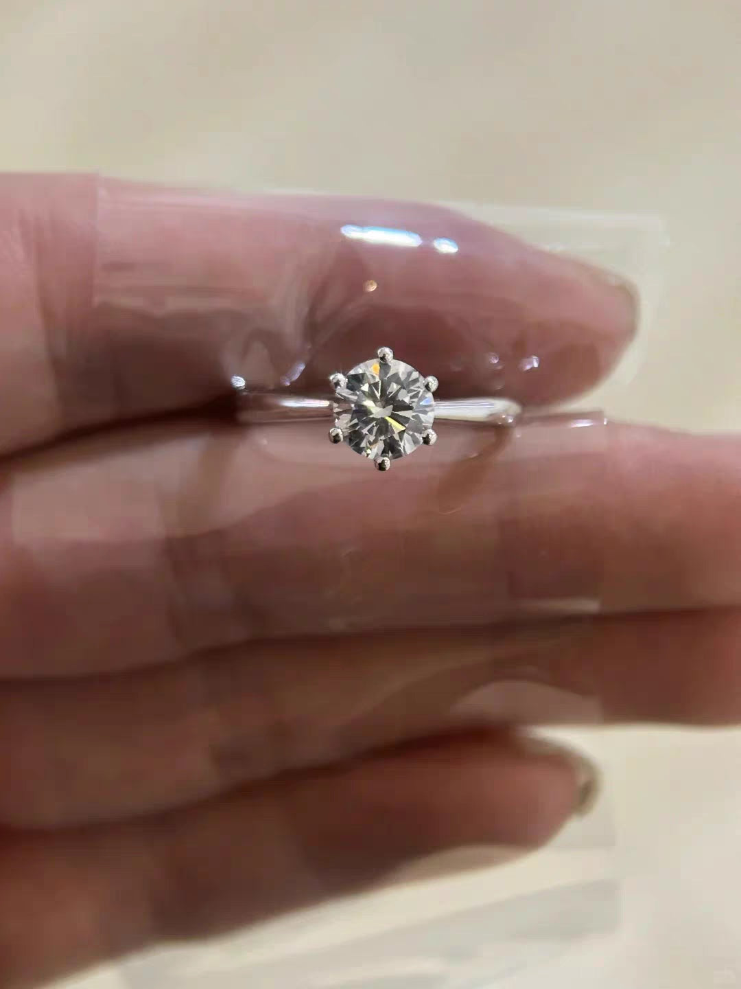 Real Natural Diamond GIA Certified Ring- Classic six prong setting