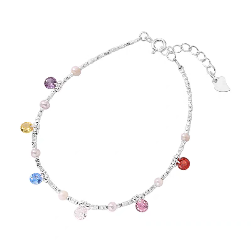 Sliver Rainbow Drops Sterling Silver 925 Bracelet