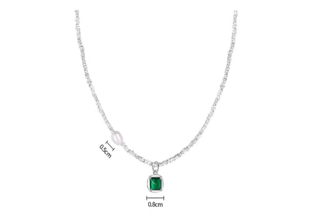 Versatile Emerald Green Sterling Silver 925 Necklace