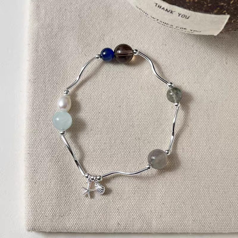 Sea bits Natural Crystals Sterling Silver 925 bracelet