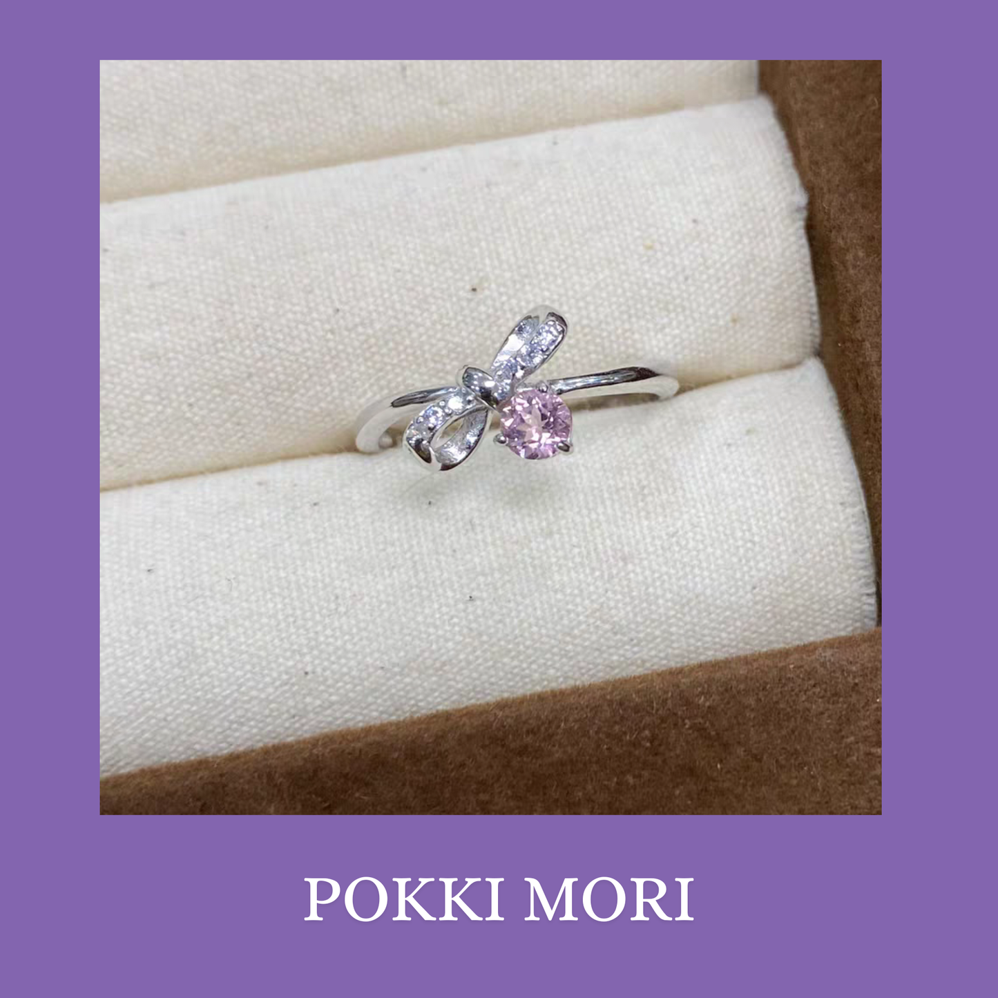 Pink knot natural Tourmaline Sterling Silver 925 Resizable Certified Ring
