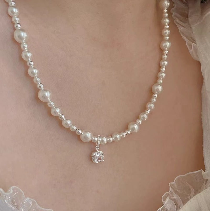 Sterling Silver Pendant Pearl Necklace