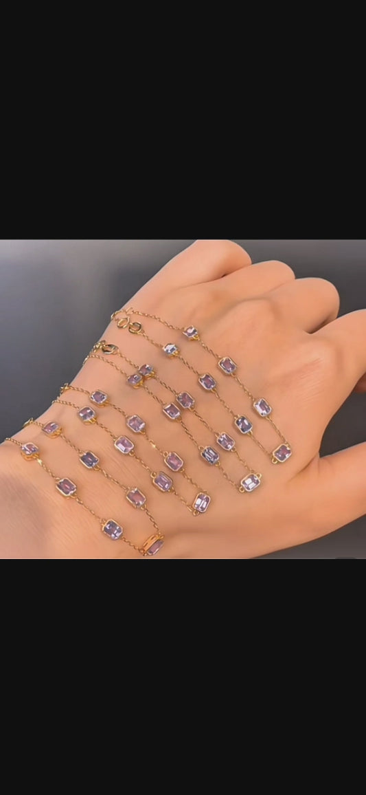 18K Gold Natural Pink Sapphire Bracelet With Lab Certificate