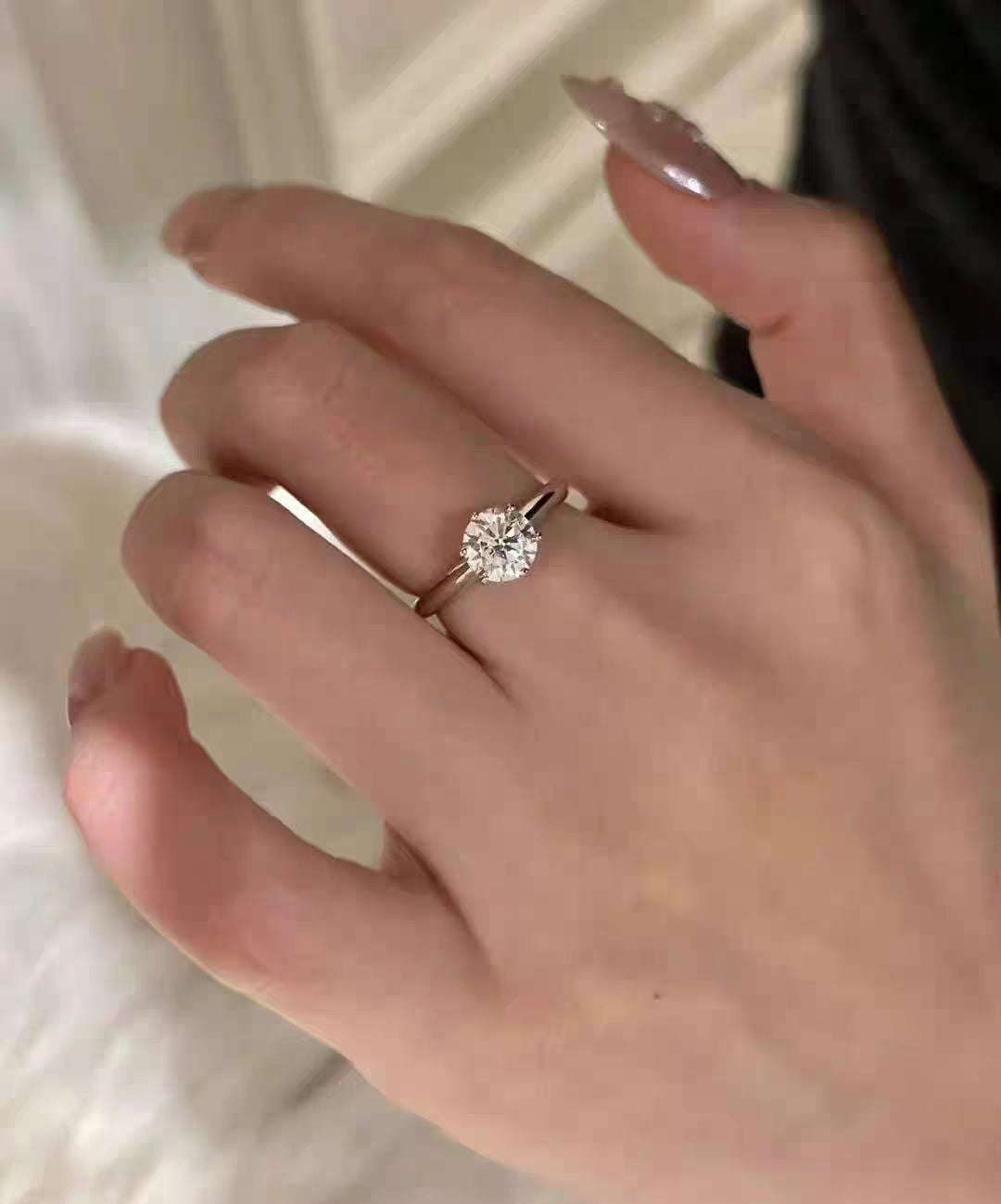 Real Natural Diamond GIA Certified Ring- Classic six prong setting