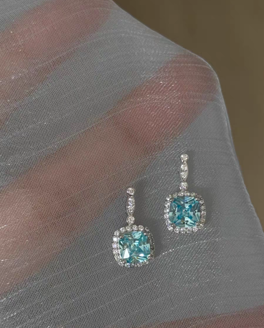 Ocean Blues Sterling Silver 925 Earrings with Certificate