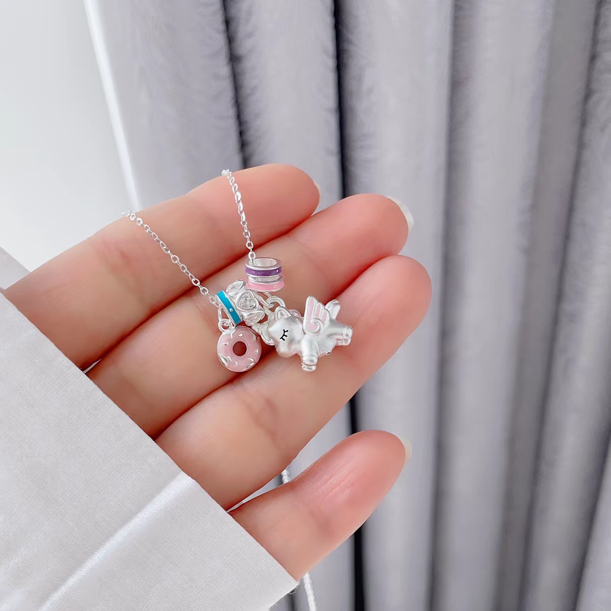 Fantasy Unicorn status Sterling Silver 925 Necklace With Certificate 45-5cm