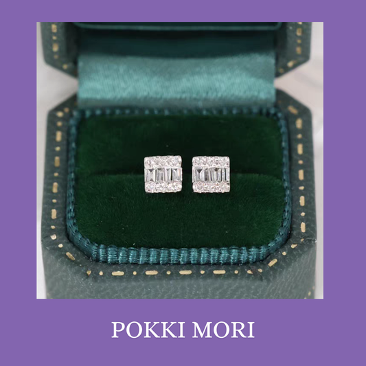 Square miles 18k Gold Natural Diamond Stud earrings with lab certificate