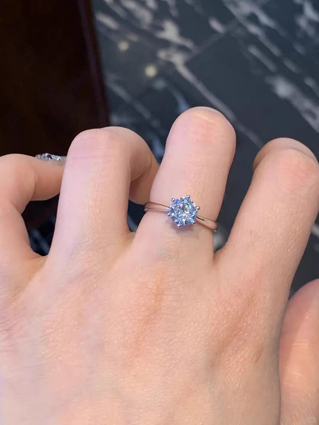 Real Natural Diamond GIA Certified Ring- Classic six prong setting