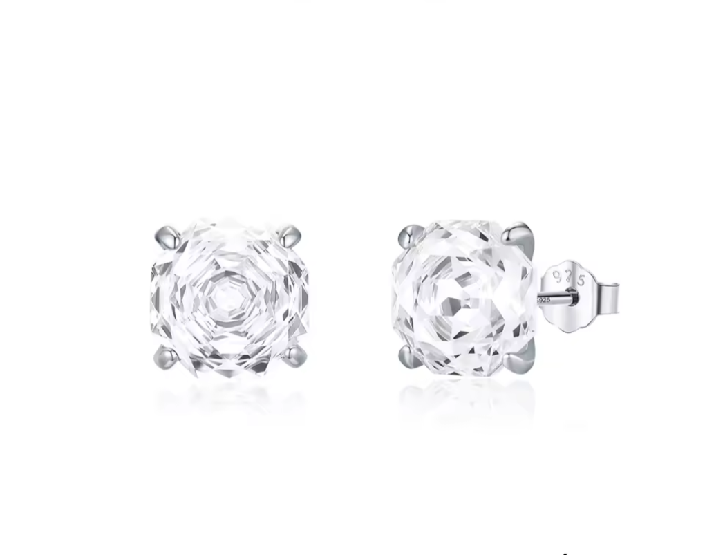 Rose Cut Cubic Zircon Sterling Silver Stud earrings