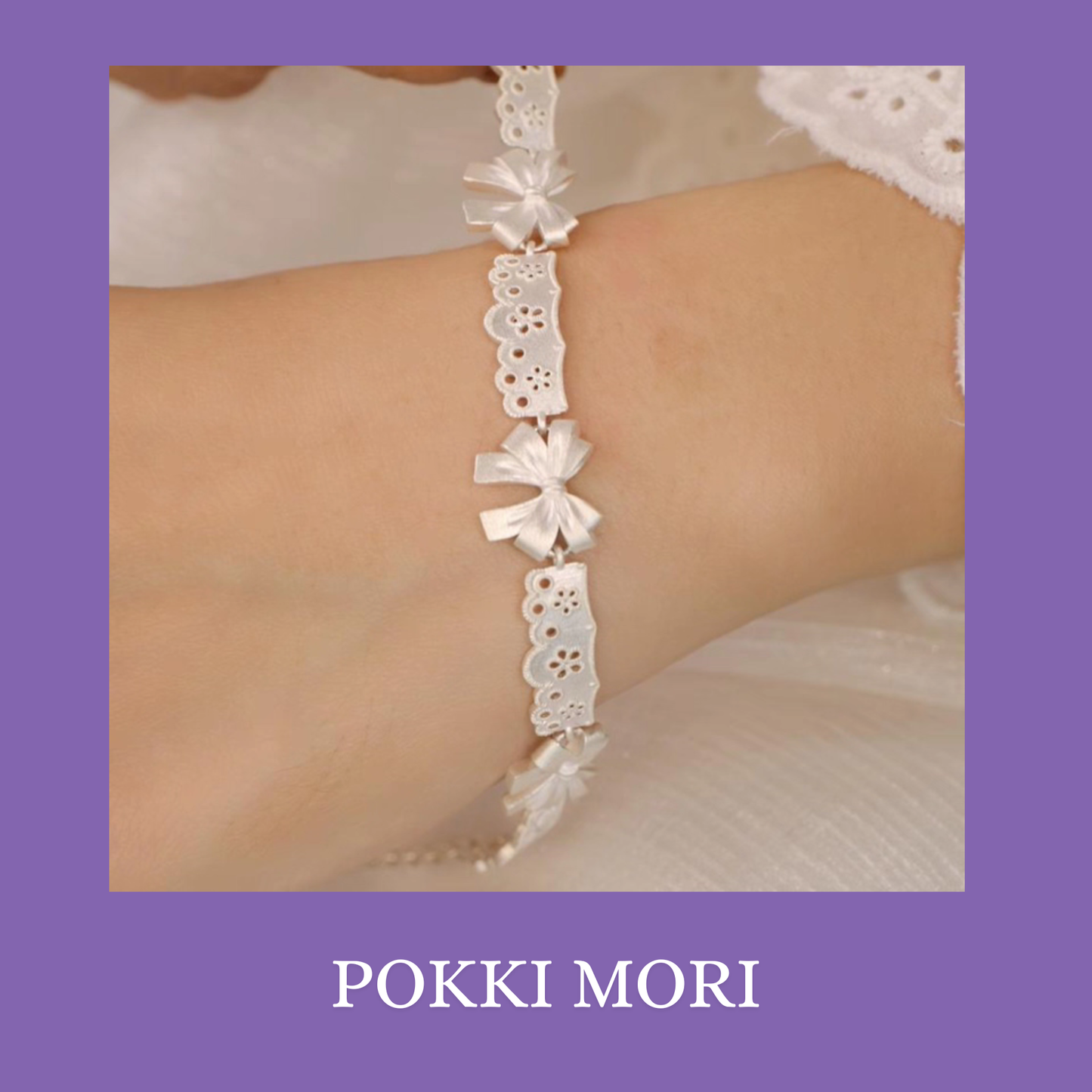 Lace bow dress Handmade Sterling Silver 925 Bracelet with lab certificate