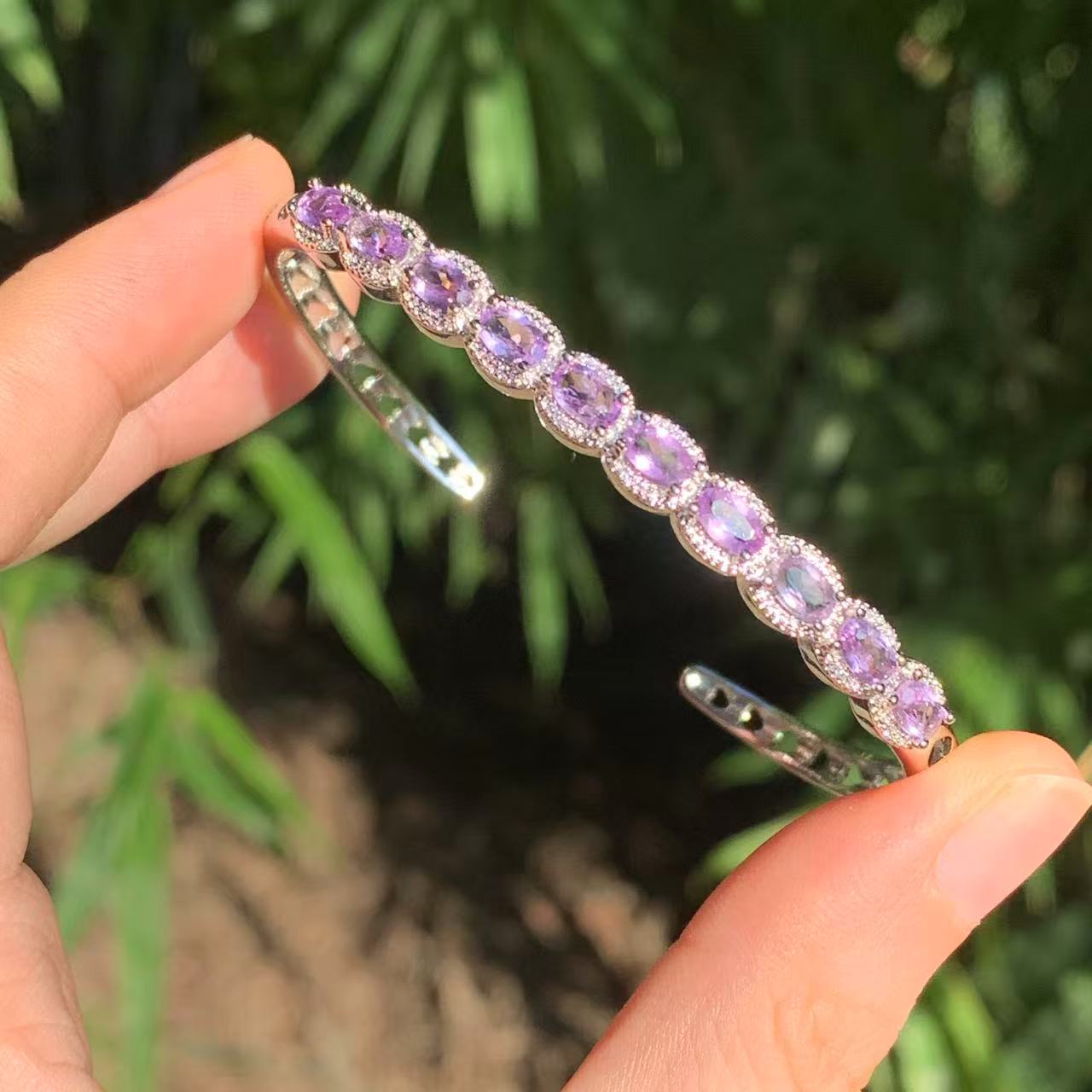 Amethyst Cuff Bracelet – Sterling Silver