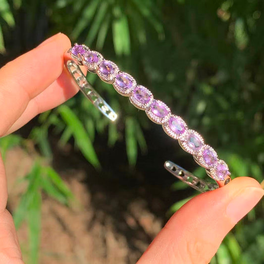 Amethyst Cuff Bracelet – Sterling Silver