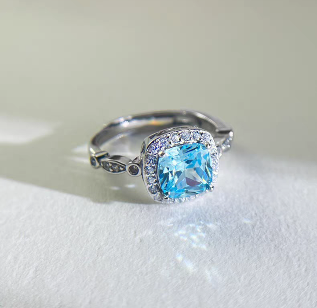 Ocean Blues 925 Sterling Silver Ring with certificate - Resizeable