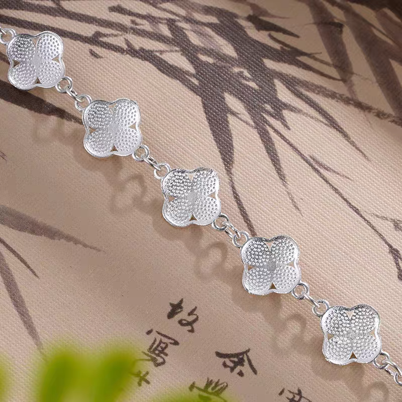 Clover leaf of Luck 999 Silver Bracelet - Certified