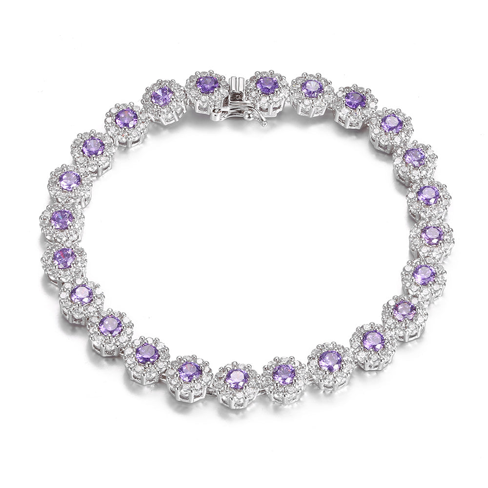 Purple haze Sterling Silver 925 Bracelet-19 Cm Length