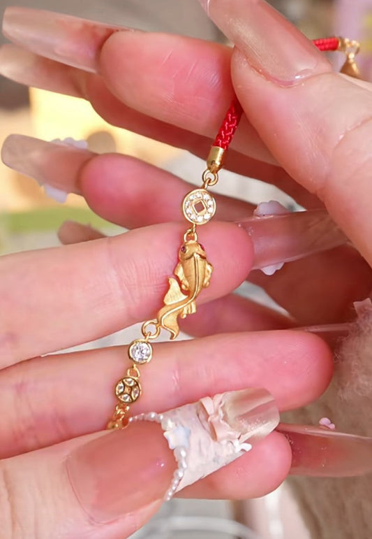 Lucky Fish Charm Gold Filled Bracelet