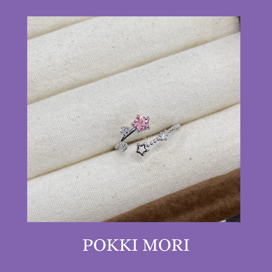 Pink Star natural Tourmaline Sterling Silver 925 Resizable Certified Ring