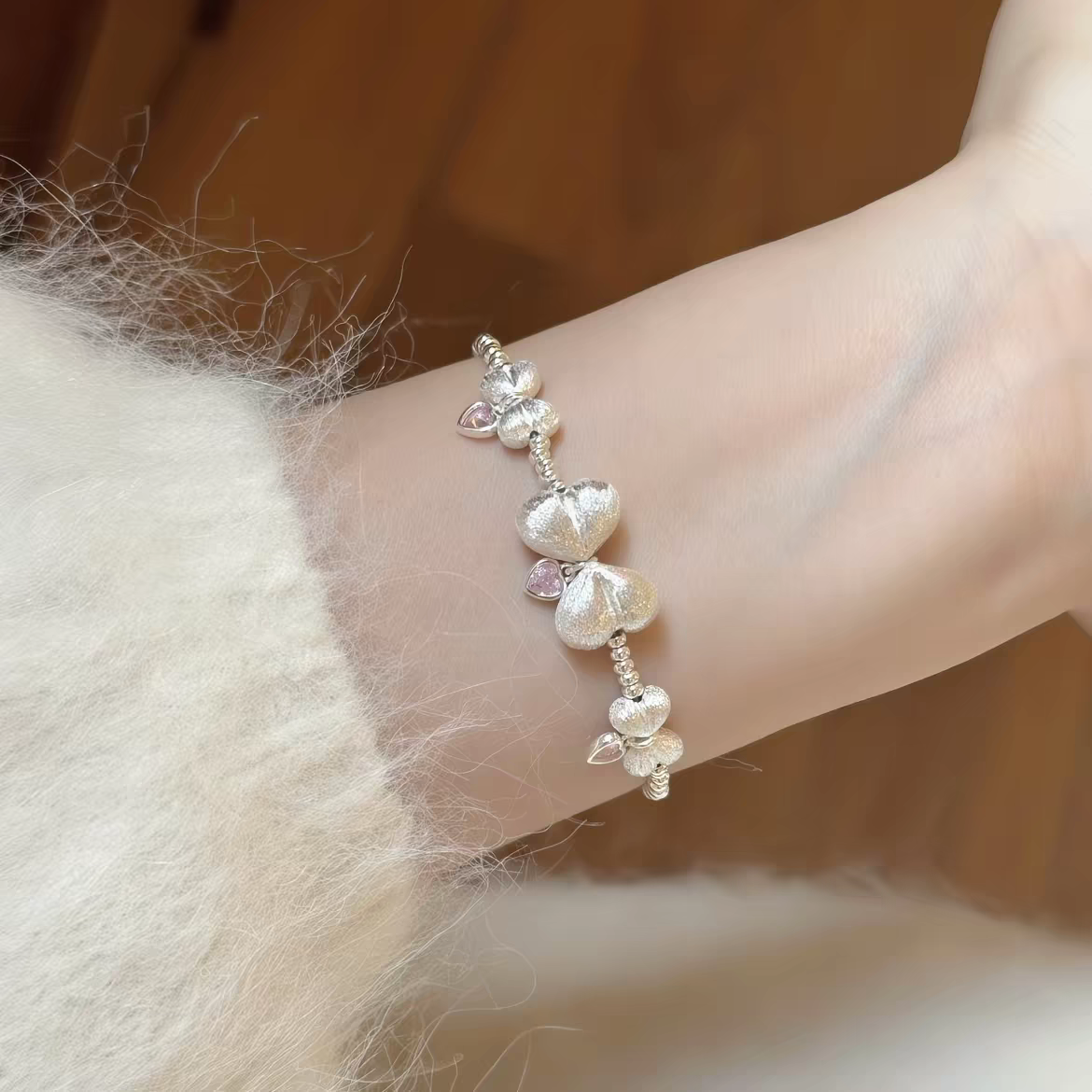 Triple Bows embellish Sterling Silver 925 Bracelet -Heavy weight