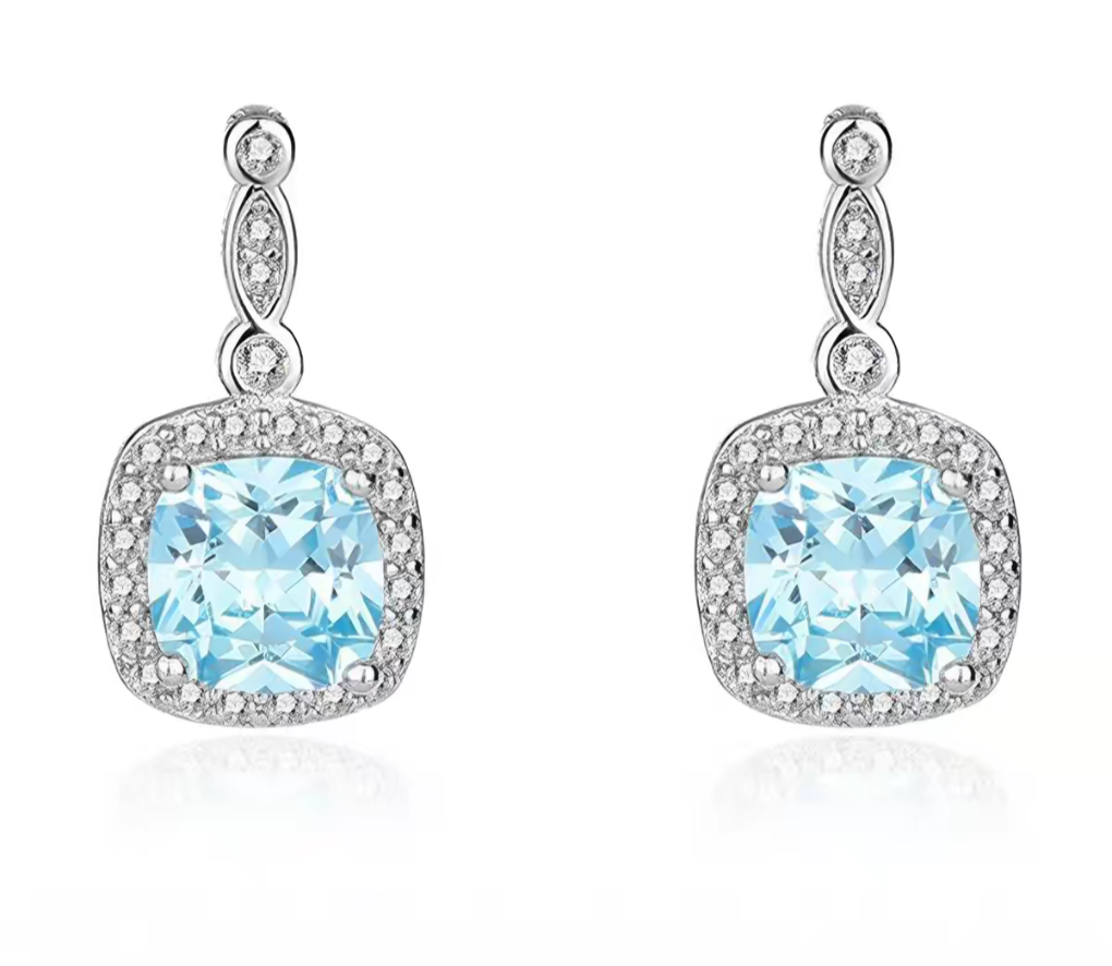 Ocean Blues Sterling Silver 925 Earrings with Certificate