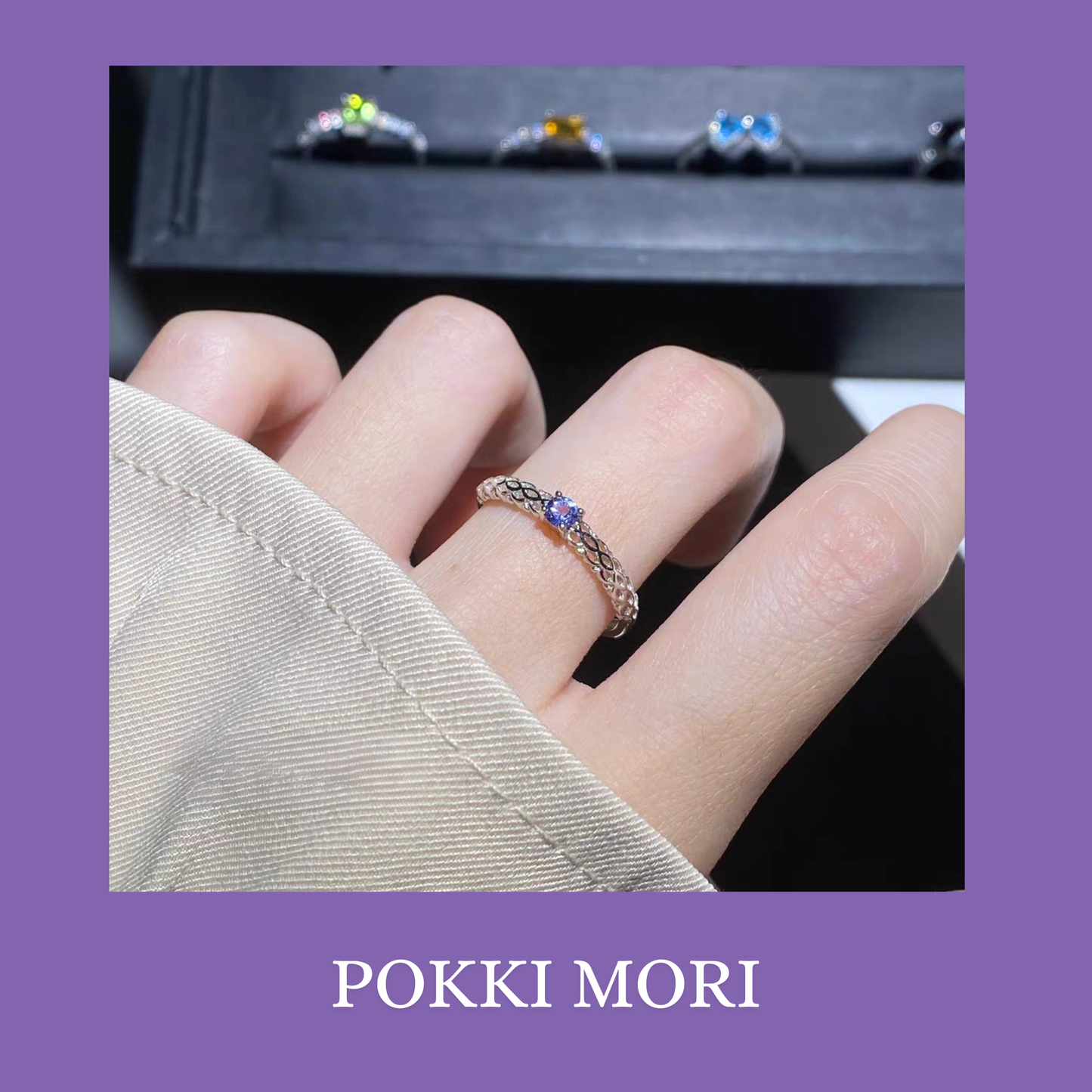 Chained Natural tanzanite Sterling Silver 925 Ring Certified -resizable