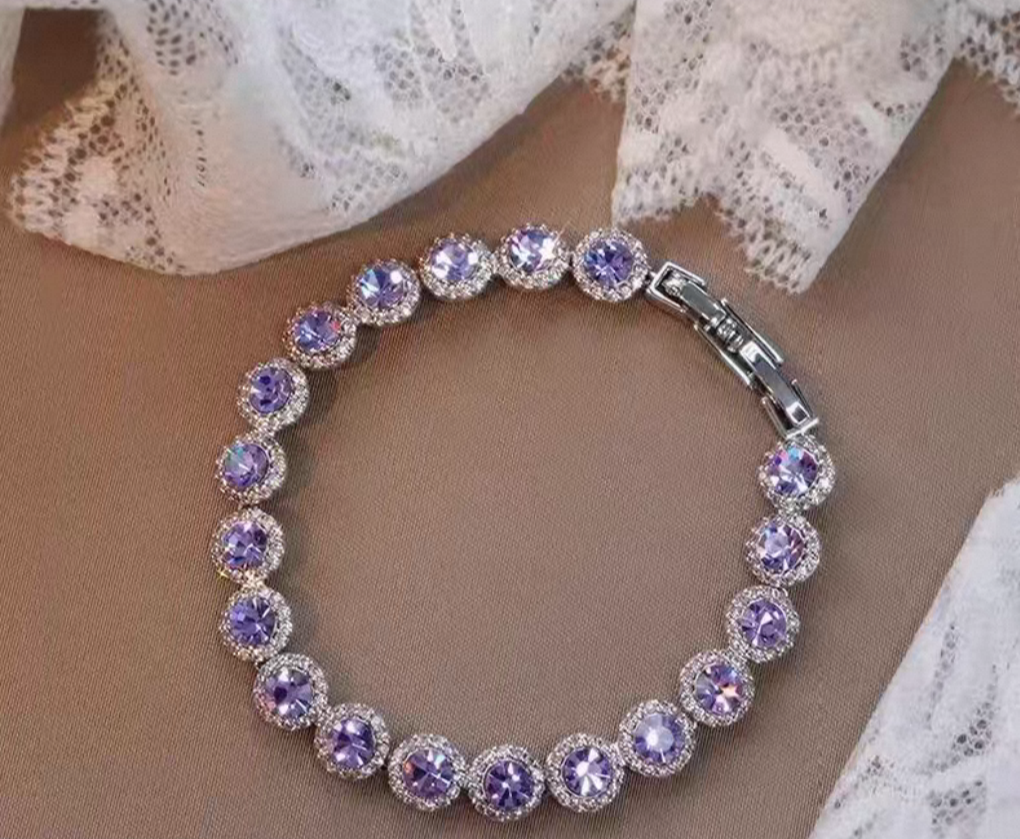 Purple haze Sterling Silver 925 Bracelet-19 Cm Length