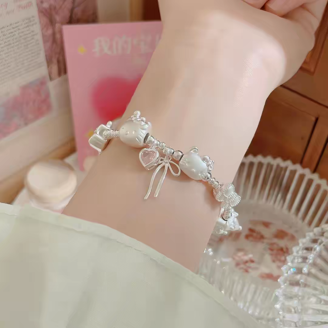 Kitty Bow 999 Pure Silver Certified bracelet