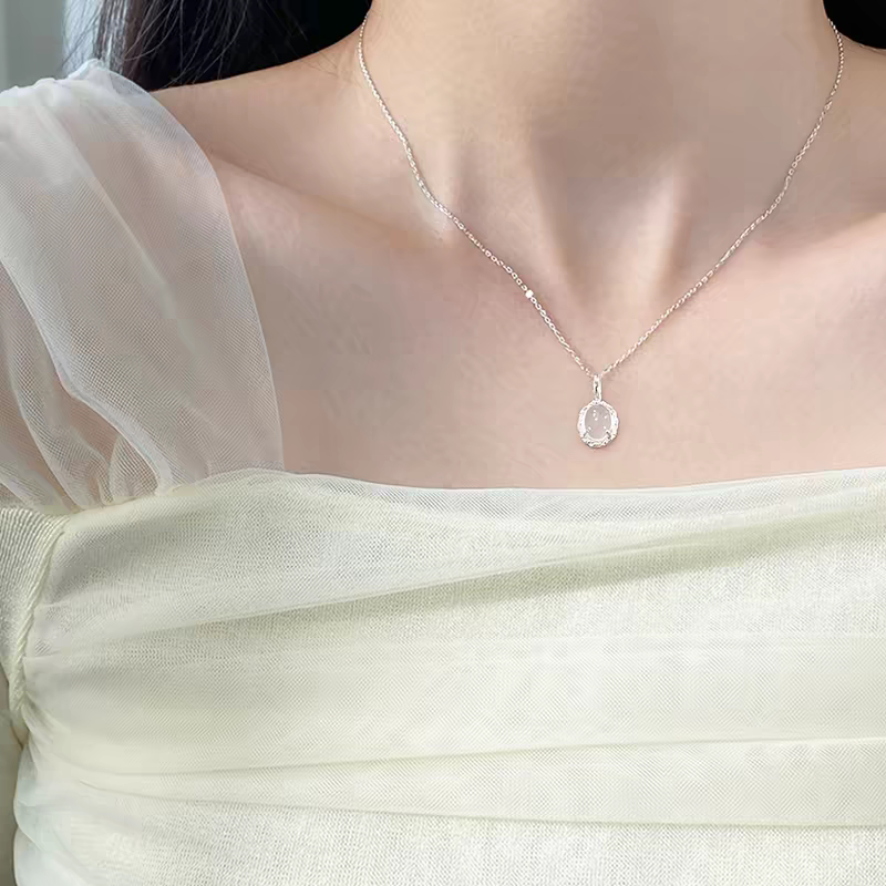 White Jade Silver 999 Necklace with Lab certificate