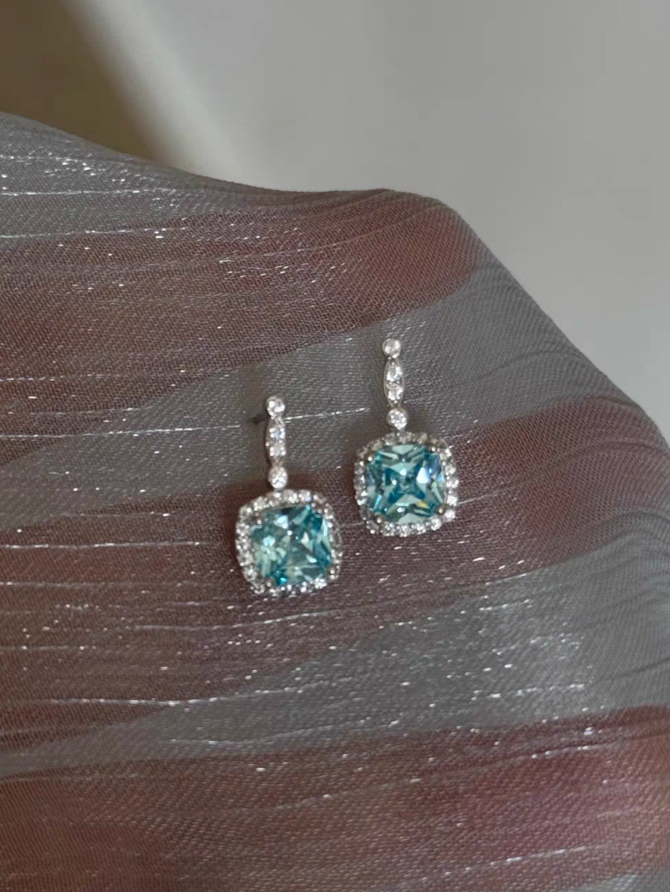 Ocean Blues Sterling Silver 925 Earrings with Certificate