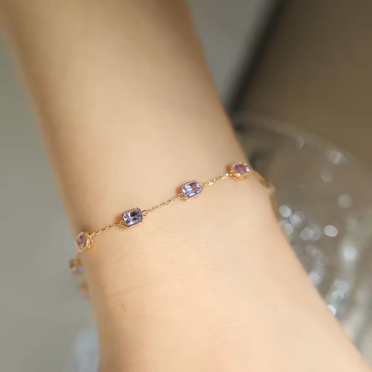 18K Gold Natural Pink Sapphire Bracelet With Lab Certificate