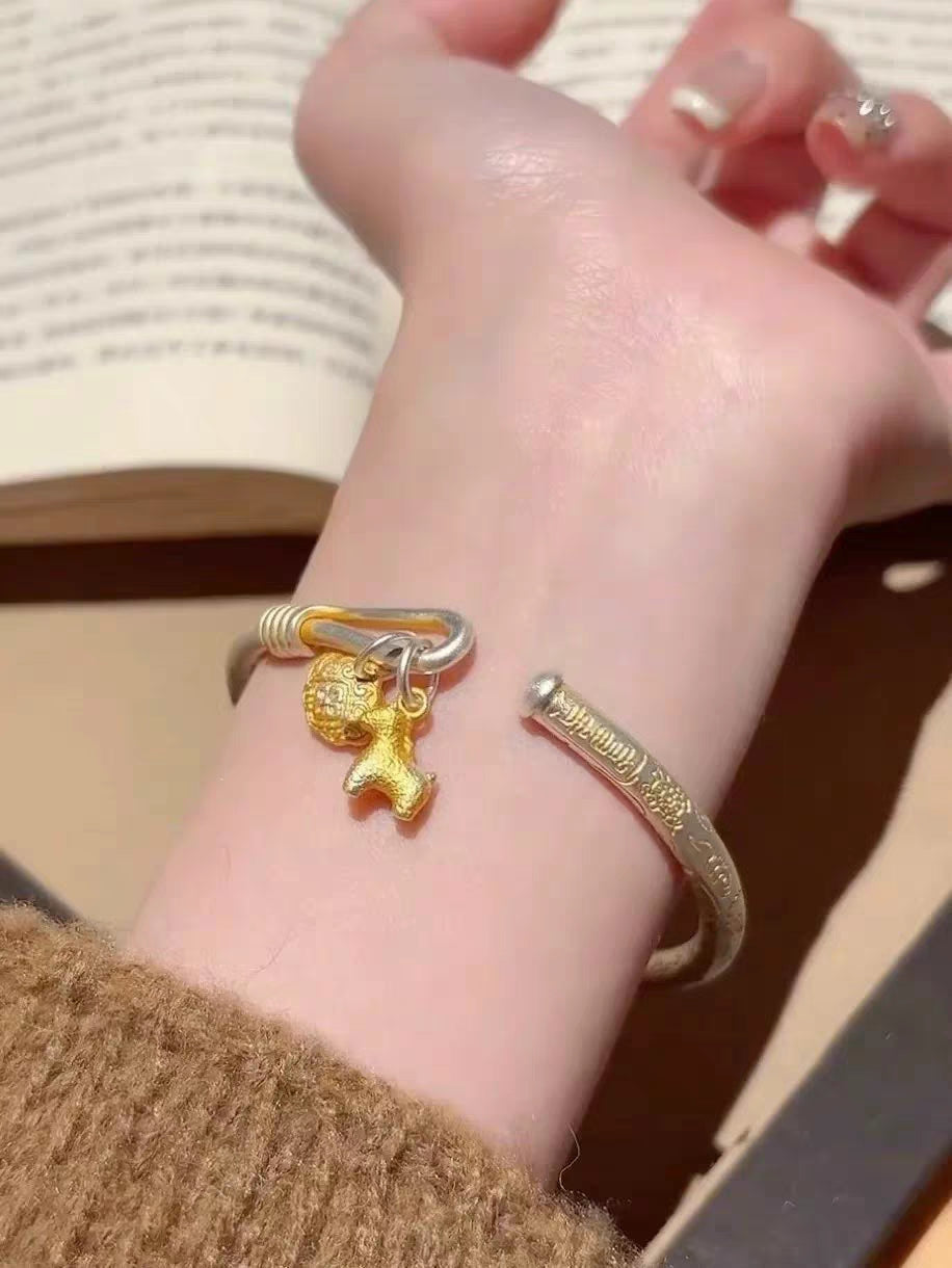 Horse of Luck 999 Silver Bangle bracelet with Lab Certificate