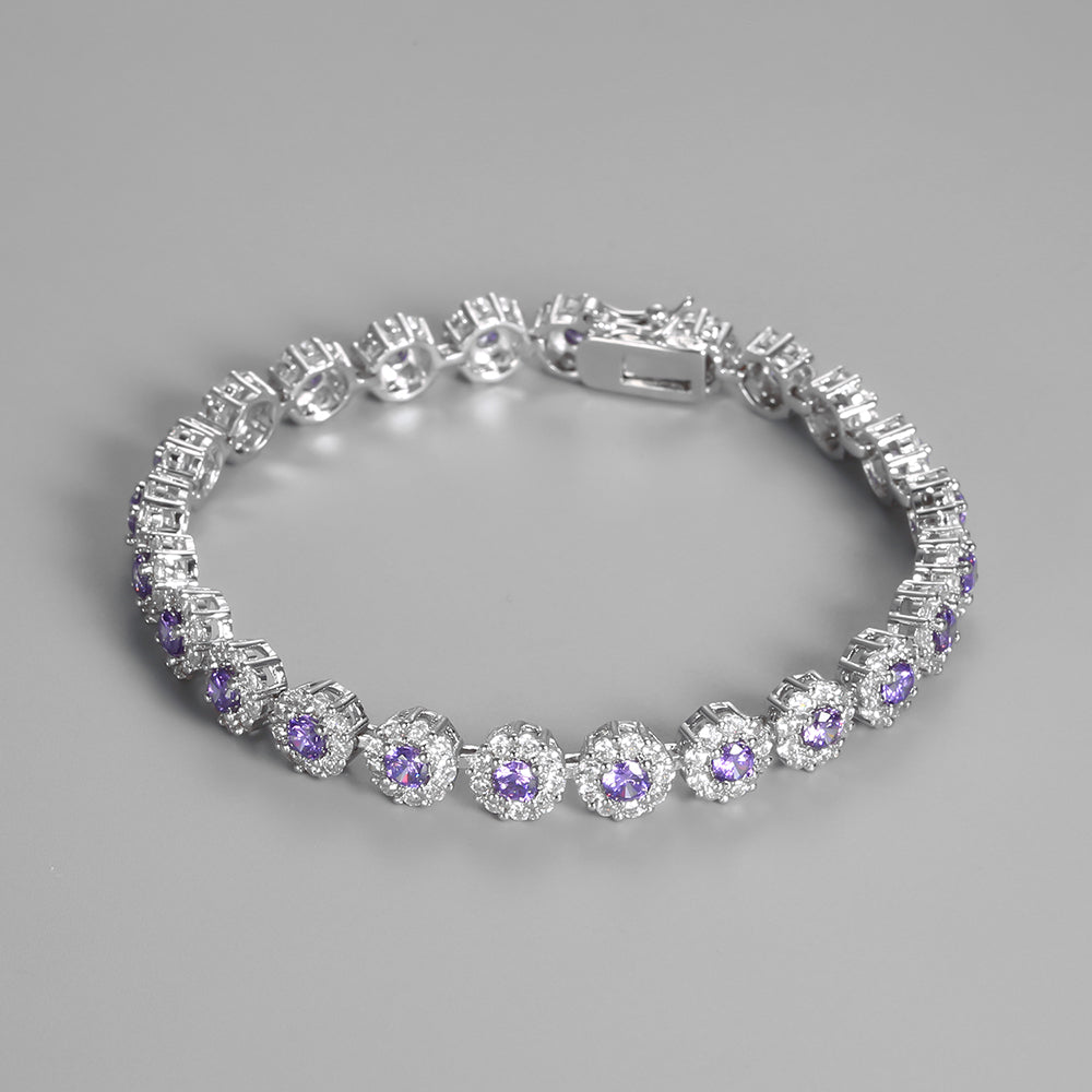Purple haze Sterling Silver 925 Bracelet-19 Cm Length