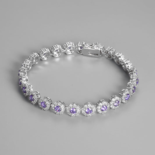 Purple haze Sterling Silver 925 Bracelet-19 Cm Length