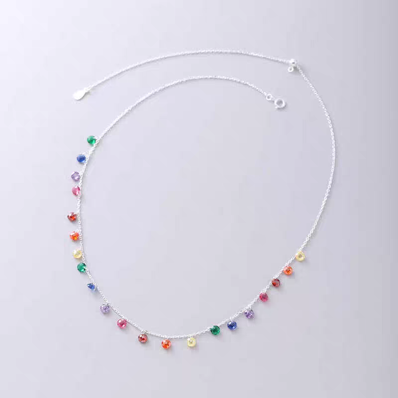 Rainbow Drops Sterling Silver 925 Certified Necklace