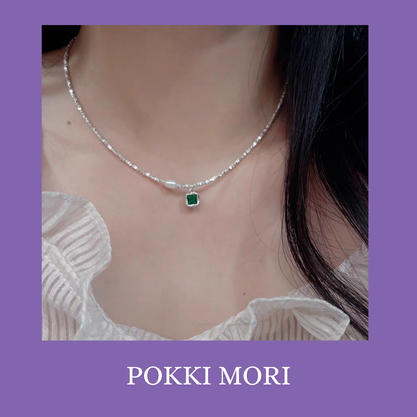 Versatile Emerald Green Sterling Silver 925 Necklace