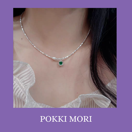 Versatile Emerald Green Sterling Silver 925 Necklace