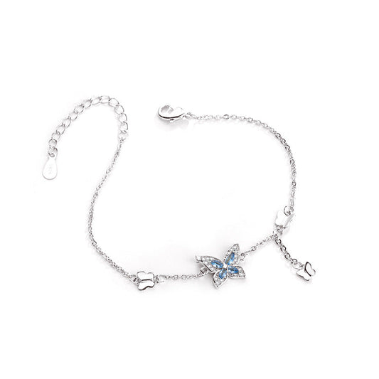 Blue Butterfly Bracelet Sterling Silver Cubic Zircon