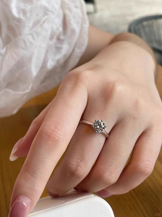 Real Natural Diamond GIA Certified Ring- Classic six prong setting