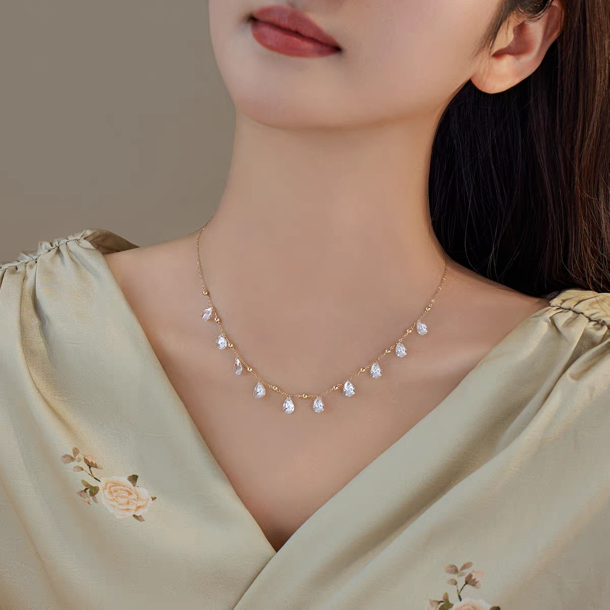 Water drops 18k Gold Filled Necklace