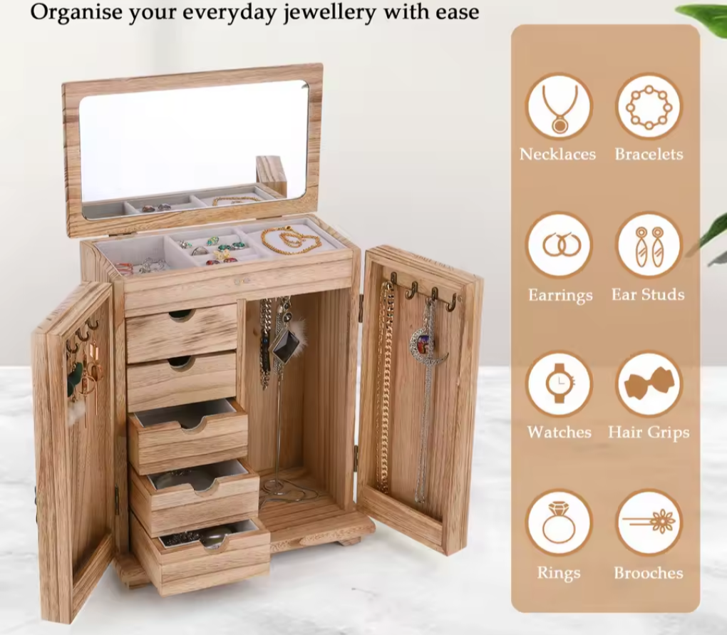 Wooden Vintage Style Jewelry Organizer