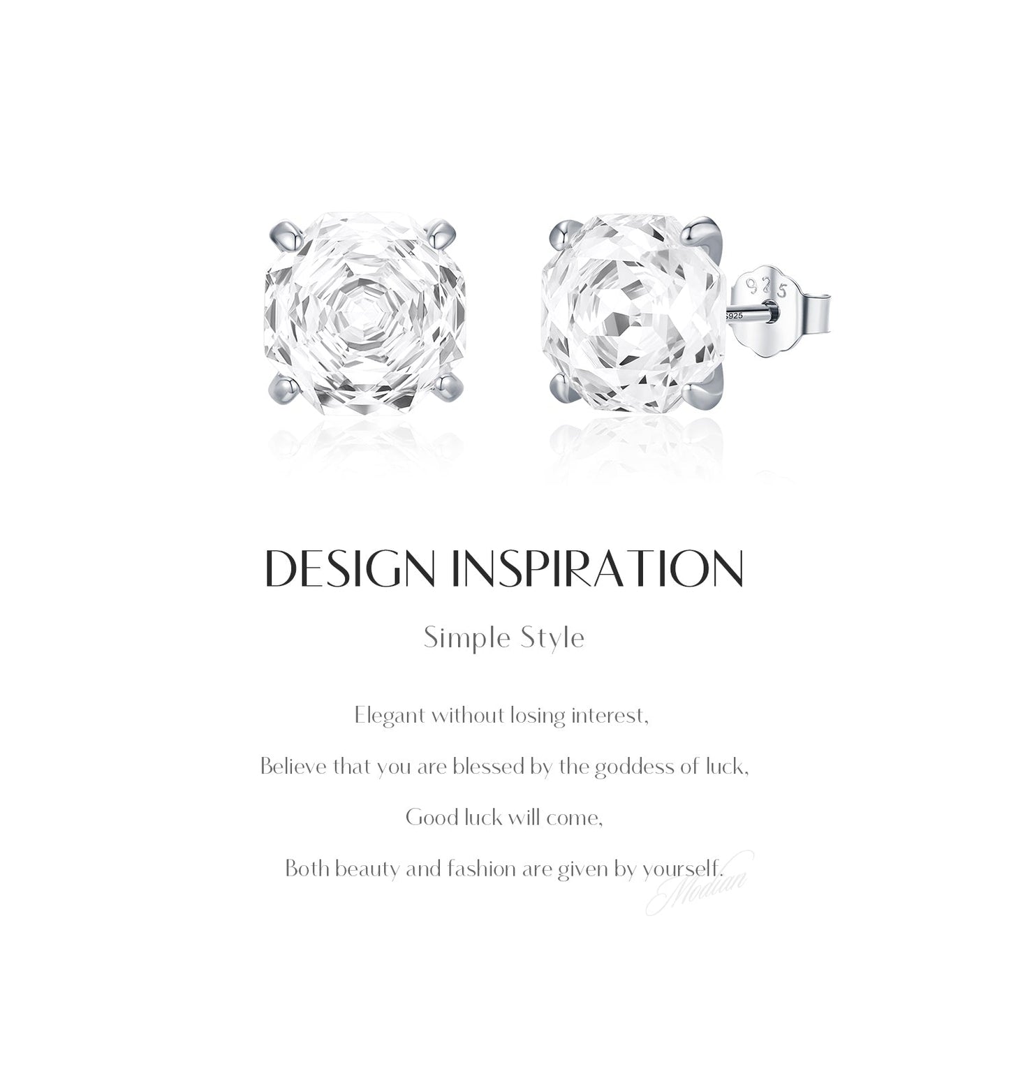 Rose Cut Cubic Zircon Sterling Silver Stud earrings