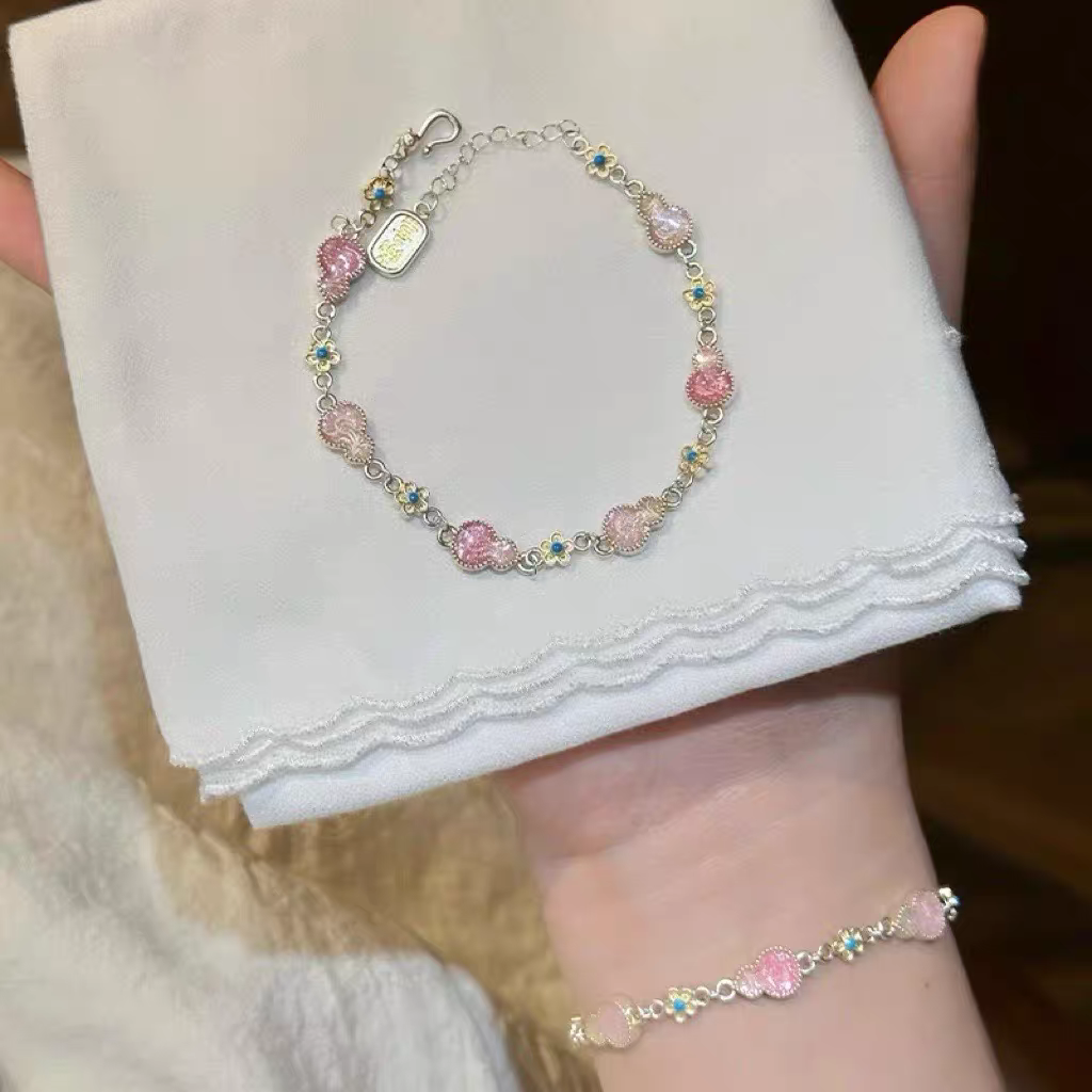Fortune, Prosperity, and Peace" 9999 Sterling Silver Bracelet with Gold Trim with lab Certificate 10 Grams 17cm+4
