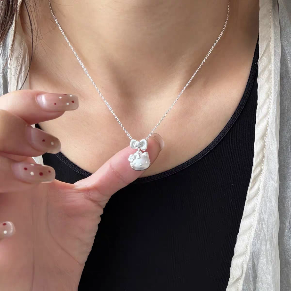 Sweety Kitty 999 Silver Certified Necklace with oab certificate 40+5cm