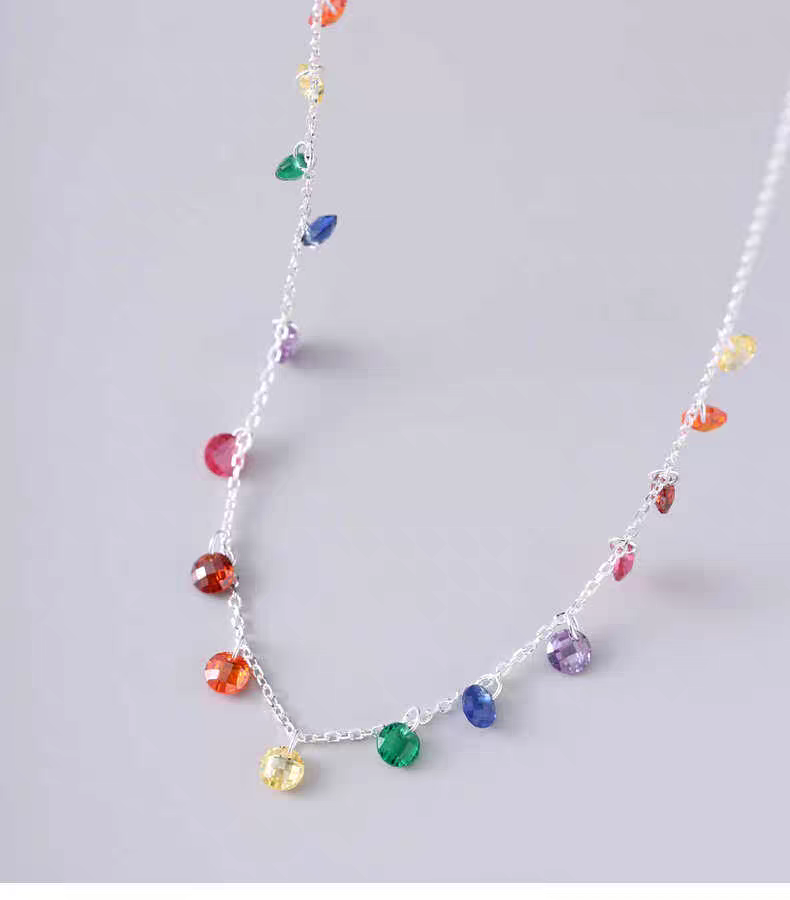 Rainbow Drops Sterling Silver 925 Certified Necklace