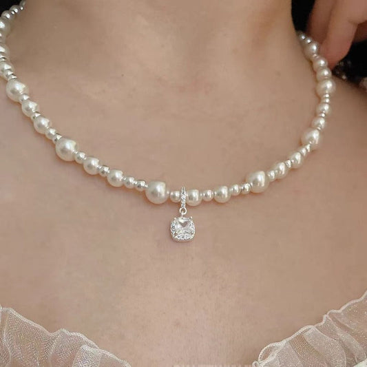 Sterling Silver Pendant Pearl Necklace