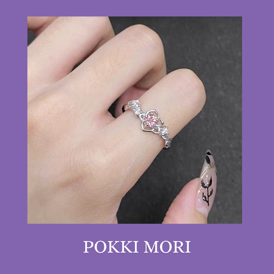 Pink bloom natural Tourmaline Sterling Silver 925 Resizable Certified Ring